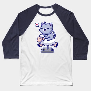 Cute Cat Riding Sheep Toy Cartoon Baseball T-Shirt